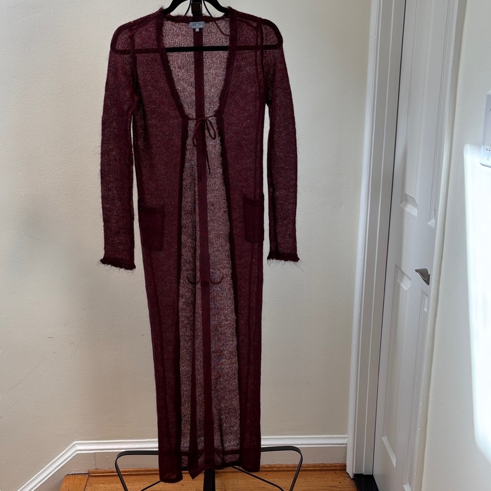 Sexy NAF NAF Sheer Burgundy Long Cardigan